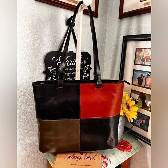 NWT Patricia Nash Color-block Leather Braden Tote - Picture 1 of 12